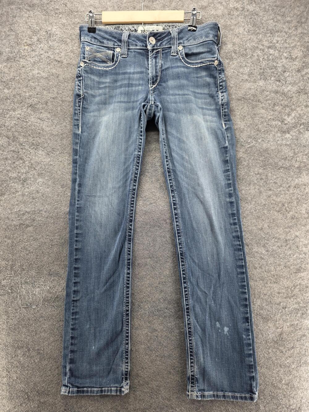 Ariat Jeans Womens 28 Blue Straight Mid Rise Regular Stretch Denim 32 In
